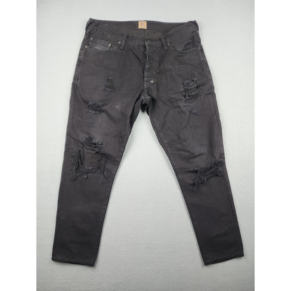 Prps Jeans Mens 33x26 Black Slim Tapered Distressed Denim Grunge ETP94X HipHop
